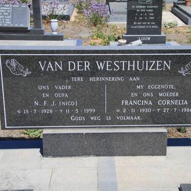 WESTHUIZEN N.F.J., van der 1928-1999 &amp; Francina Cornelia 1930-1986