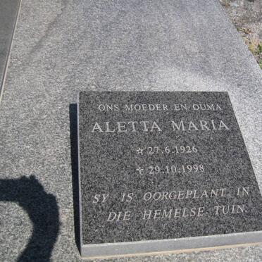 WAAL Aletta Maria, de 1928-1998