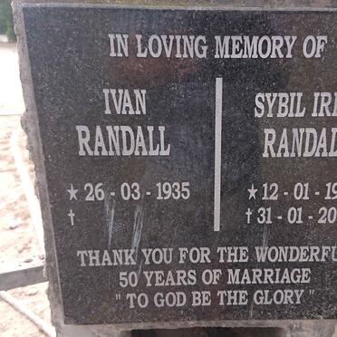 RANDALL Ivan 1935- & Sybil Irene 1933-2007