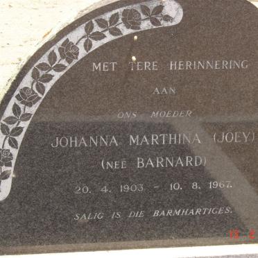 BLANCKENBERG Johanna Marthina nee BARNARD 1903-1967