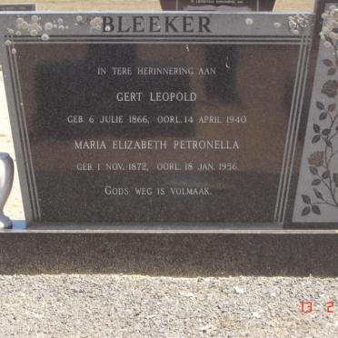 BLEEKER Gert Leopold 1866-1940 &amp; Maria Elizabeth Petronella 1872-1956