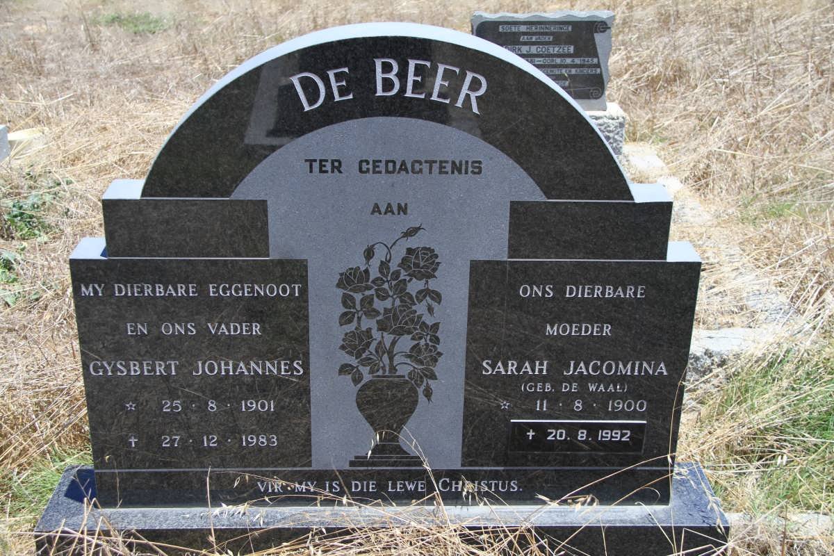 BEER Gysbert Johannes,de 1901-1983 &amp; Sarah Jacomina DE WAAL 1900-1992