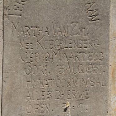 ZYL Martha, van nee KOEGELENBERG 1868-1937