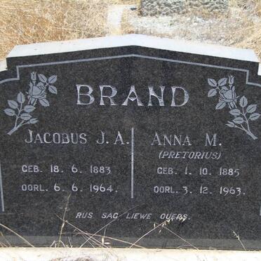 BRAND Jacobus J.A. 1883-1964 &amp; Anna M. PRETORIUS 1885-1963