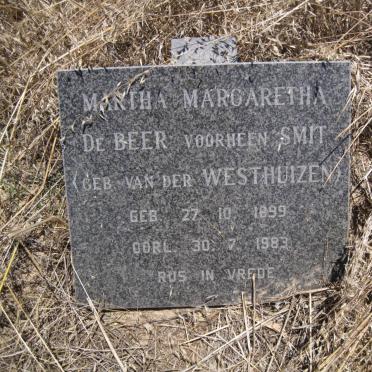 BEER Martha Margaretha, de nee VAN DER WESTHUIZEN voorheen SMIT 1899-1983