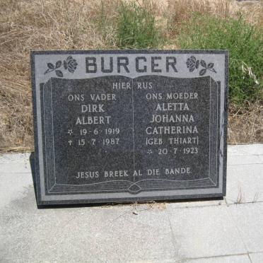 BURGER Dirk Albert 1919-1987 &amp; Aletta Johanna Catherina THIART 1923-