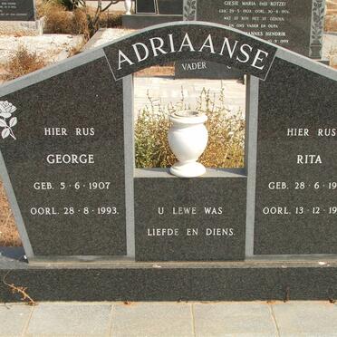 ADRIAANSE George 1907-1993 &amp; Rita 1914-1983