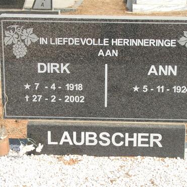 LAUBSCHER Dirk 1918-2002 &amp; Ann 1924-