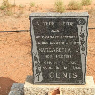 GENIS Margaretha J. nee DU PLESSIS  1920-1966