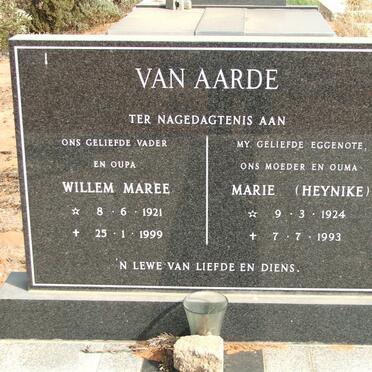 AARDE Willem Maree, van 1921-1999 &amp; Marie HEYNIKE 1924-1993
