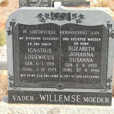 WILLEMSE Ignatius Lodewicus 1918-1973 &amp; Elizabeth Johanna Susanna 1923-1996