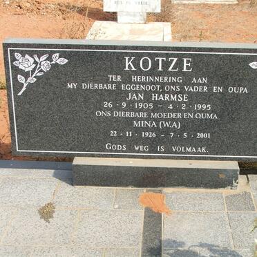 KOTZE Jan Harmse 1905-1995 &amp; W.A. 1926-2001 