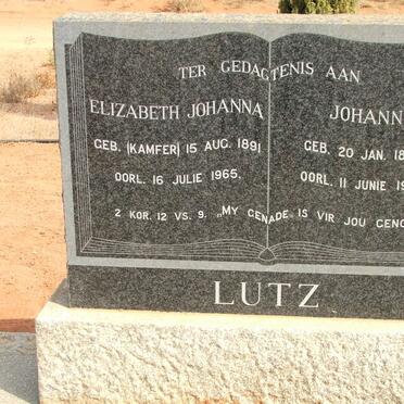 LUTZ Johann 1887-1978 &amp; Elizabeth Johanna KAMFER 1891-1965