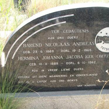 EYGELAAR Barend Nicolaas Andreas 1889-1965 &amp; Hermina Johanna Jacoba COETZEE 1889-1962