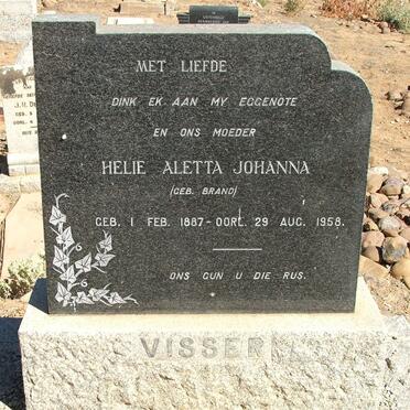 VISSER Helie Aletta Johanna nee BRAND 1887-1958