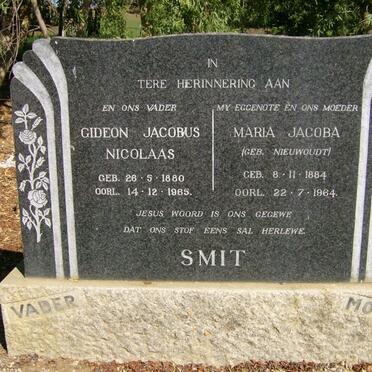 SMIT Gideon Jacobus Nicolaas 1880-1965 &amp; Maria Jacoba NIEUWOUDT 1884-1964