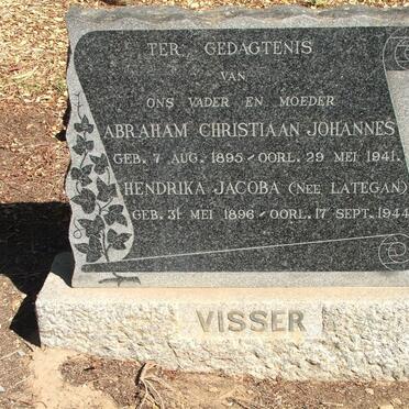 VISSER Abraham Christiaan Johannes 1895-1941 &amp; Hendrika Jacoba LATEGAN 1896-1944