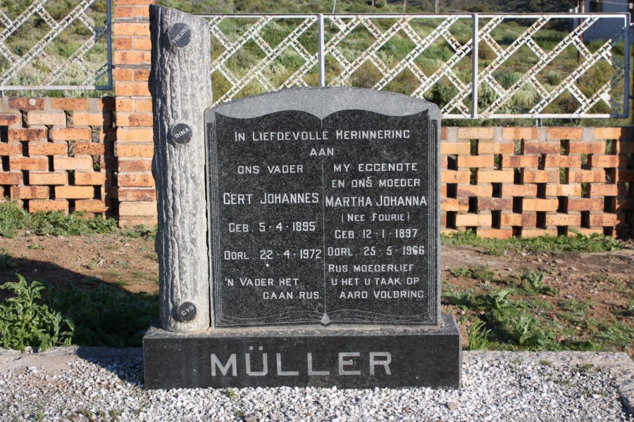 MULLER Gert Johannes 1895-1972 &amp; Martha Johanna FOURIE 1897-1966