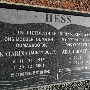 HESS Adolf Josef 1931-2013 &amp; Katarina 1915-2001