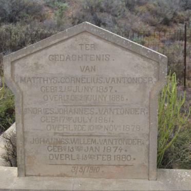 TONDER Matthys Cornelius, van 1857-1886 :: VAN TONDER Andries Johannes 1861-1879 :: VAN TONDER Johannes Willem 1874-1880