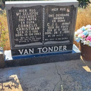 TONDER Cornelis Christiaan, van 1916-1983 & C.J.L. DU TOIT 1922-1995