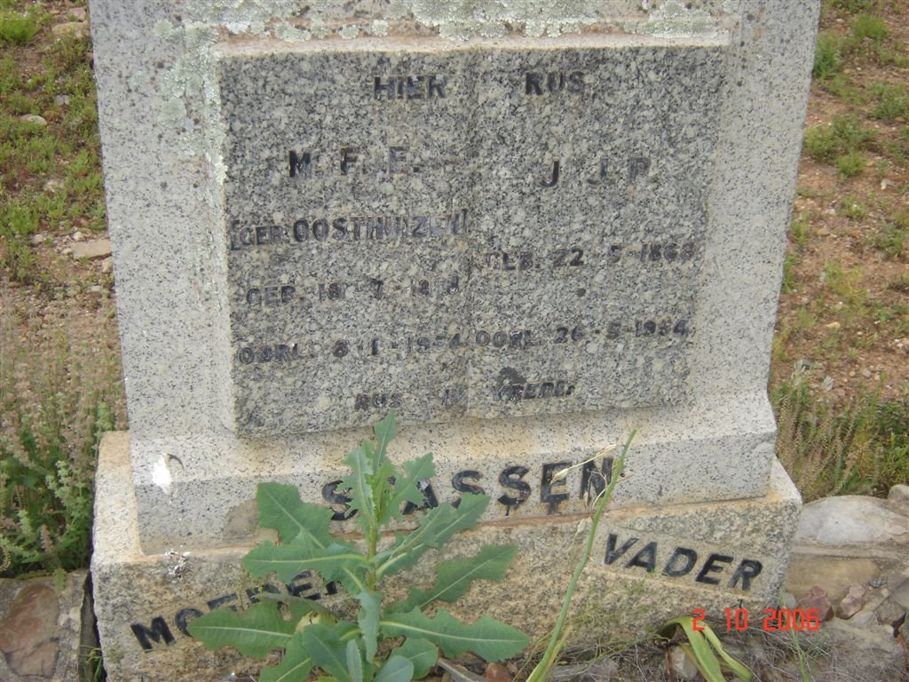 STASSEN J.J.P. 1868-1954 &amp; M.F.E. OOSTHUIZEN 18?8 -1954