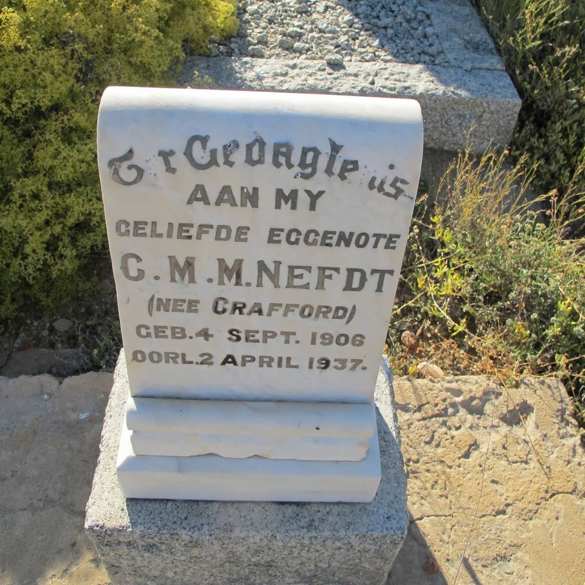 NEFDT C.M.M. nee CRAFFORD 1906-1937