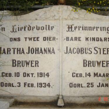 BRUWER Jacobus Stephanus  1912-1934, BRUWER Martha Johanna 1914-1934
