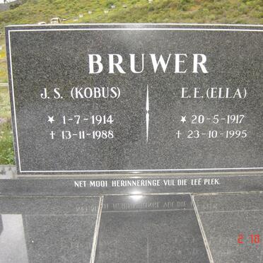 BRUWER J.S 1914-1988 &amp; E.E. 1917-1995