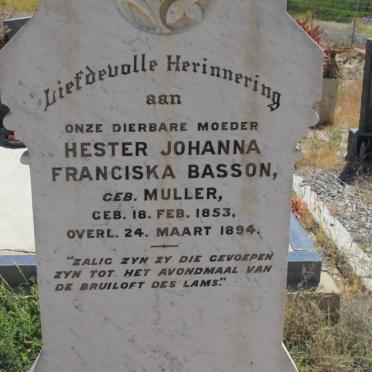 BASSON Hester Johanna Franciska nee MULLER 1853-1894