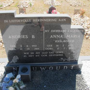 NIEUWOUDT Andries B. 1910-2004 &amp; Anna Maria BOTES 1923-1992