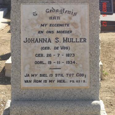 MULLER Johanna S. nee DE VOS 1873-1934