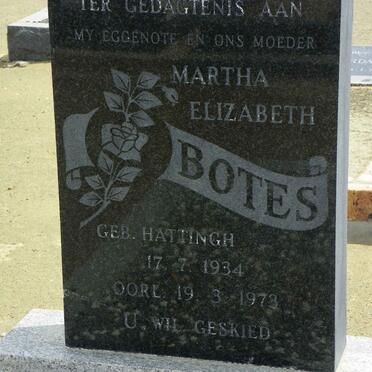 BOTES Martha Elizabeth nee HATTINGH 1934-1973
