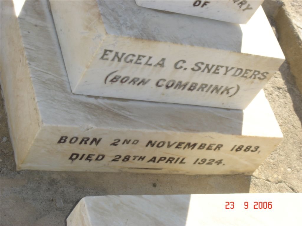 SNEYDERS Engela C. nee COMBRINK 1883-1924