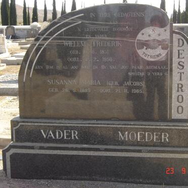 DESTROO Willem Frederik 1871-1956 &amp; Susanna Maria Jacobs 1889-1965