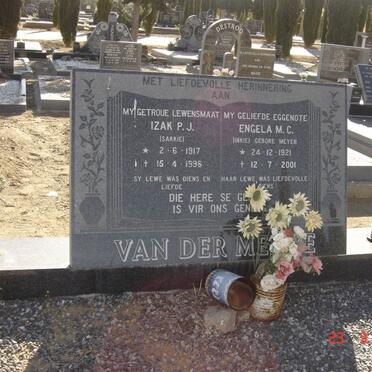 MERWE Izak P.J., van der 1917-1996 &amp; Engela M.C. MEYER 1921-2001