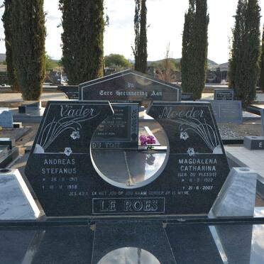 ROES Andreas Stefanus, le 1917-1988 &amp; Magdalena Catharina DU PLESSIS 1922-2007