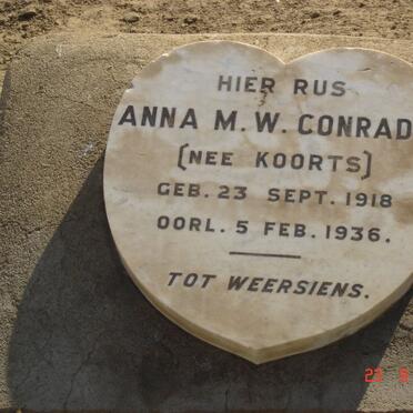 CONRADIE Anna M.W. nee KOORTS 1918-1936