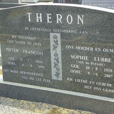 THERON Pieter Francois 1904-1995 &amp; Sophie Lubbe DU PLESSIS 1918-2007