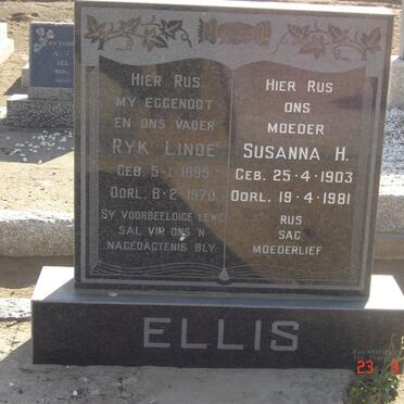 ELLIS Ryk Linde 1895-1970 &amp; Susanna H. 1903-1981