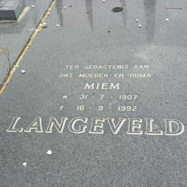 LANGEVELD Kowie 1910-1992 &amp; Miem 1907-1992