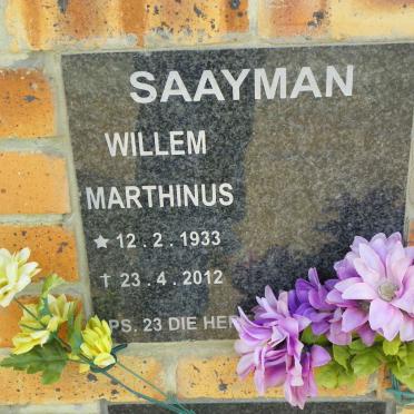 SAAYMAN Willem Marthinus 1933-2012