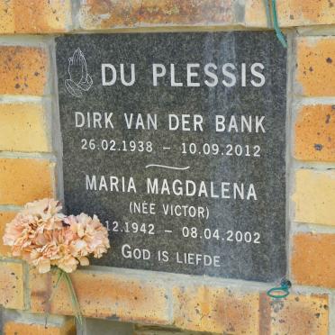 PLESSIS Dirk van der Bank, du 1938-2012 &amp; Maria Magdalena VICTOR 1942-2002
