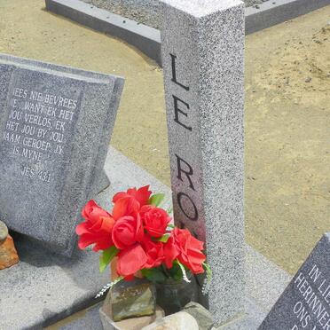 ROUX Jan Hendrik, le 1941-1999 &amp; Maria Magdalena BOTHMA 1945- :: LE ROUX Alexander Floris 1962-2016