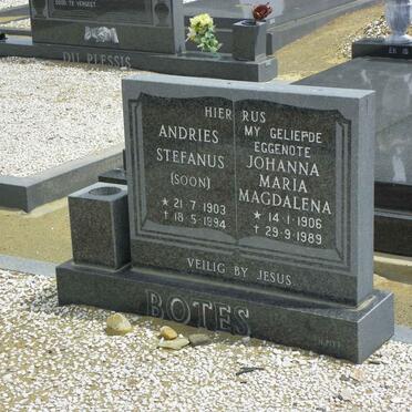 BOTES Andries Stefanus 1903-1994 &amp; Johanna Maria Magdalena 1906-1989