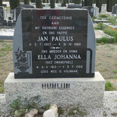 HUNLUN Jan Paulus 1907-1960 &amp; Ella Johanna SWANEPOEL 1913-1988