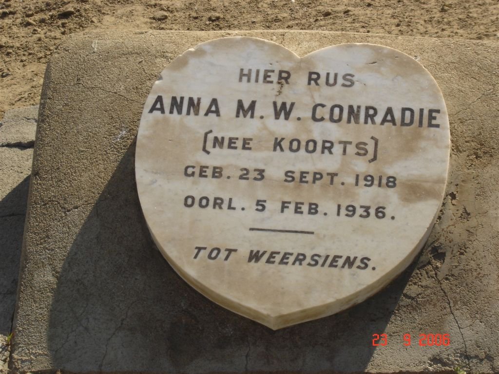 CONRADIE Anna M.W. nee KOORTS 1918-1936