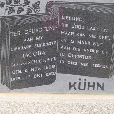 KUHN Jacoba nee VAN SCHALKWYK 1926-1960
