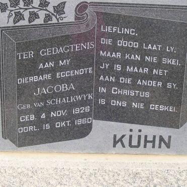 KUHN Jacoba nee VAN SCHALKWYK 1926-1960