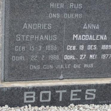 BOTES Andries Stephanus 1885-1968 &amp; Anna Magdalena 1889-1977